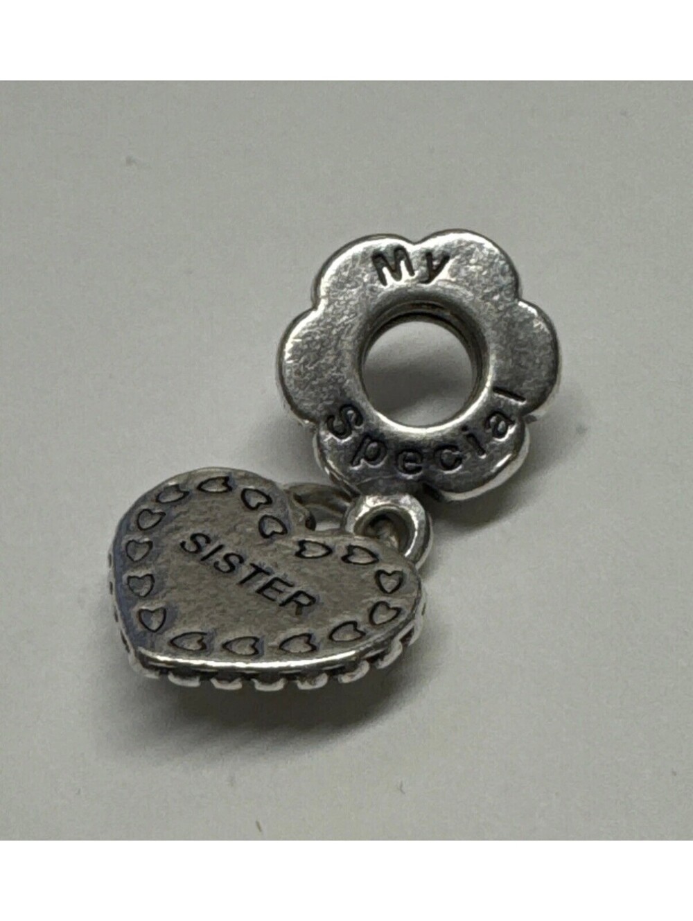 Pandora Sterling Silver My Special Sister Heart Dangle Charm Bead Jewelry